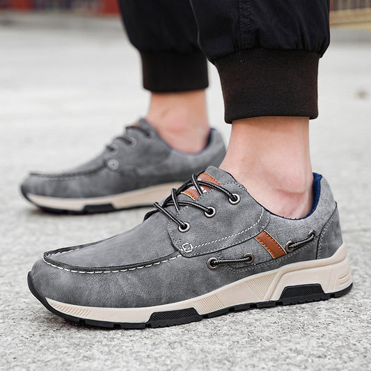 Leather Breathable Sneaker Men's Plus Size Casual Commuter Shoes by SHOPEEZONE