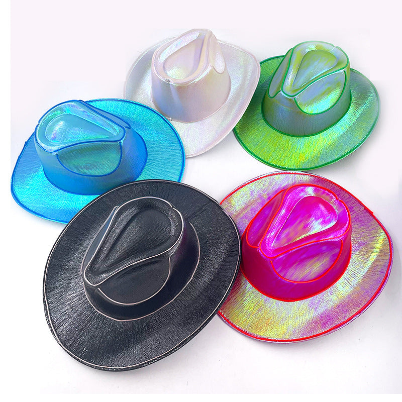 Halloween Carnival Party LED Wireless Fluorescent Colorful Cowboy Flashing Hat by SHOPEEZONE