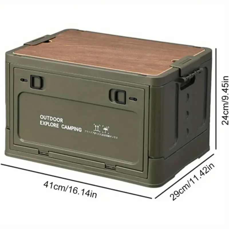 Folding Storage Box with Waterproof Wooden Lid-2