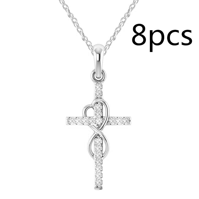 Alloy Pendant With Diamond And Eight-character Cross Necklace by SHOPEEZONE