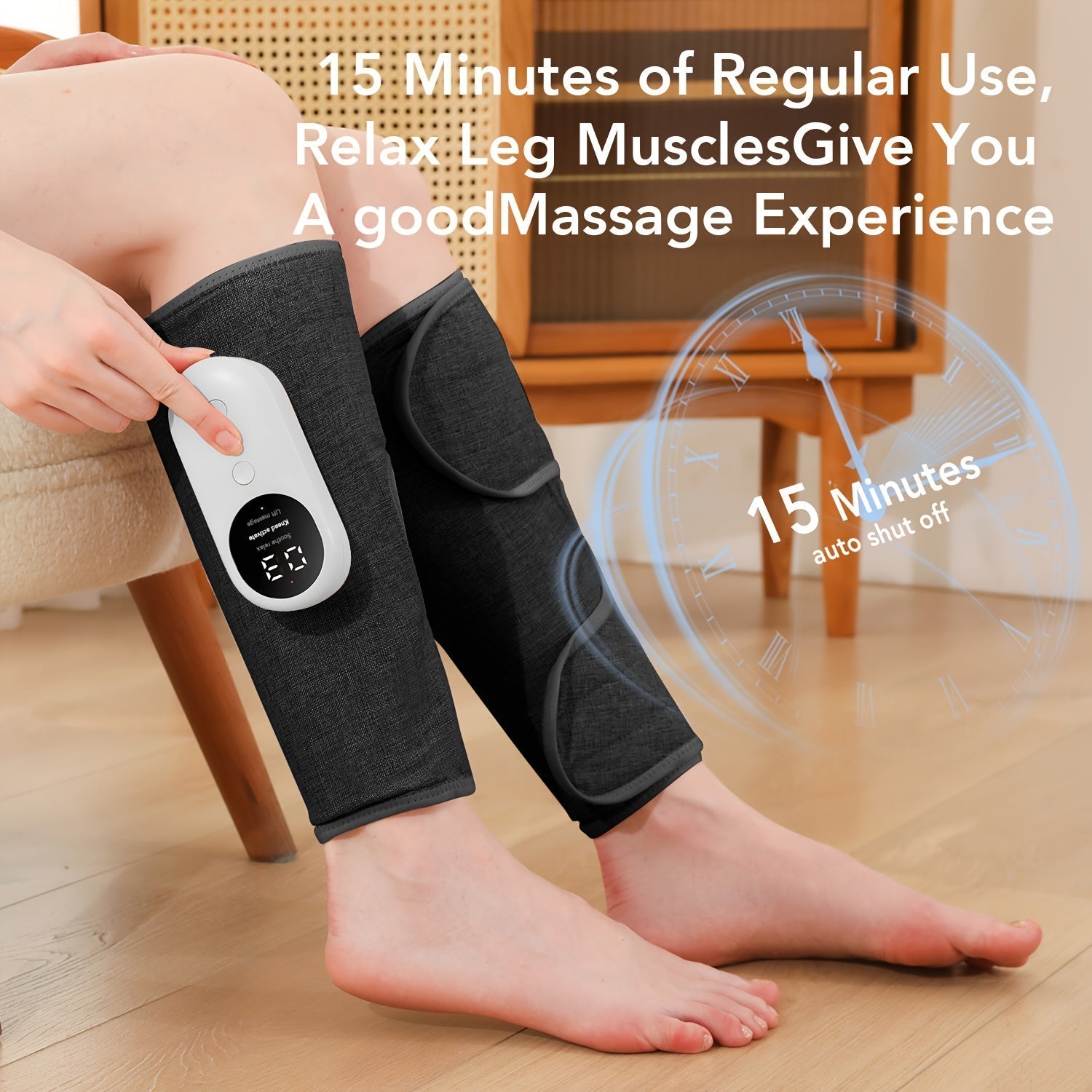 Luxurious Leg Massager with Heat, Compression, and Vibration(Black)-2