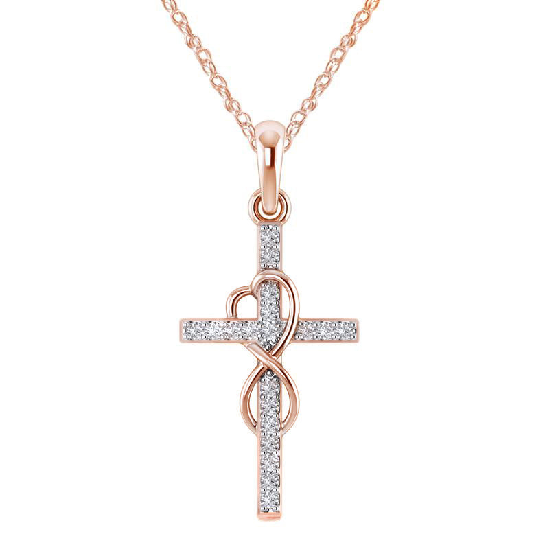 Alloy Pendant With Diamond And Eight-character Cross Necklace by SHOPEEZONE