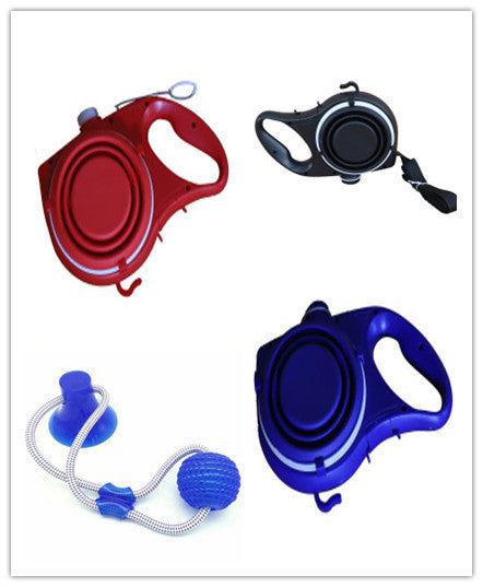 Colorful Dog Leash With Water Bottle, Cup And Pet Rope