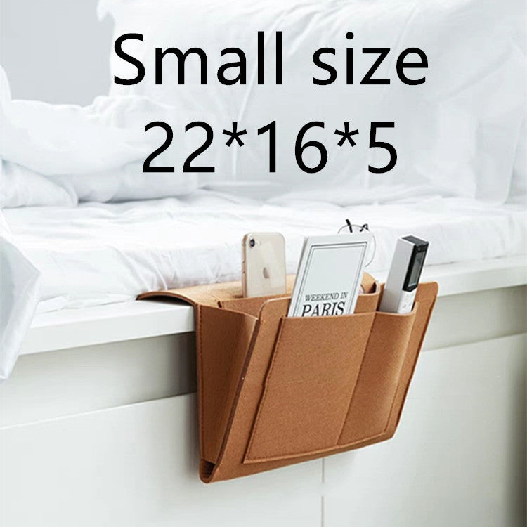 Luxe Bed Storage Bag With Pocket Felt Bedside Organizer