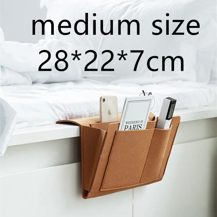 Luxe Bed Storage Bag With Pocket Felt Bedside Organizer