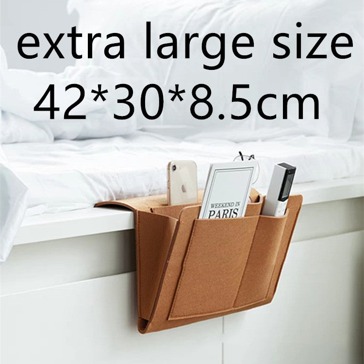Luxe Bed Storage Bag With Pocket Felt Bedside Organizer