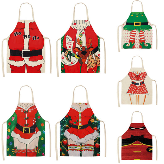 Christmas Apron Custom Logo Anime Cartoon Kitchen Home Apron Linen Polyester  New Apron