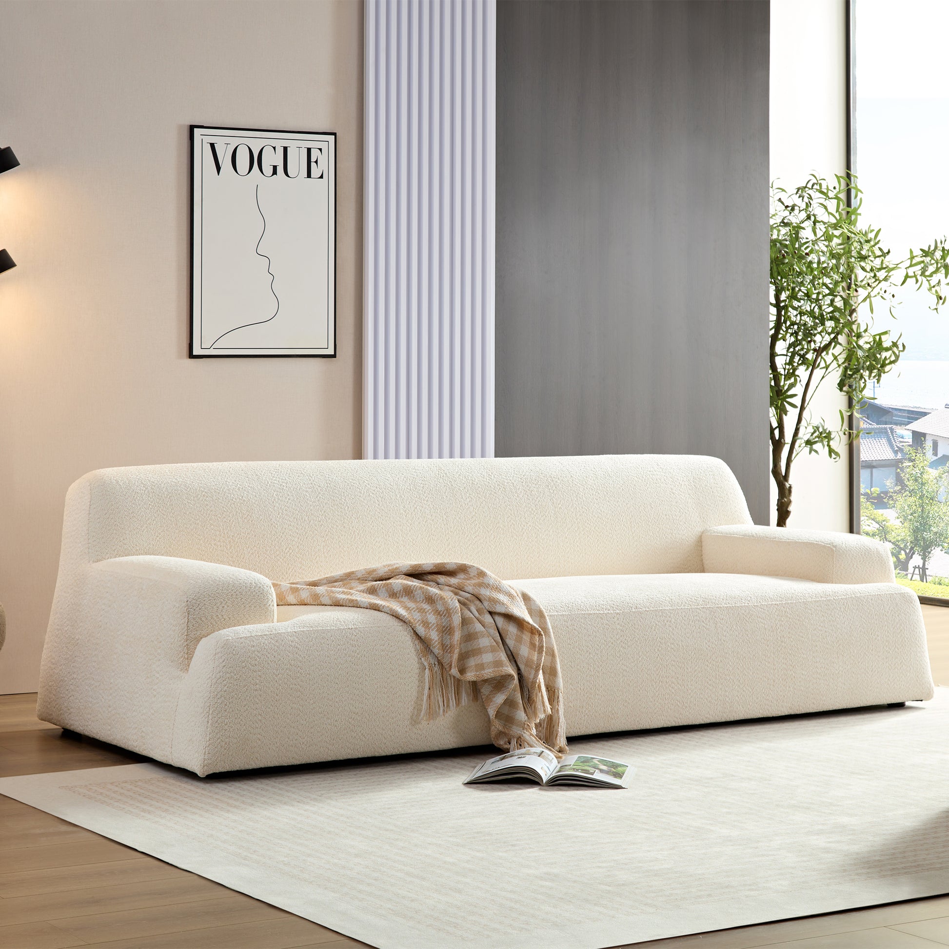 WKS9 White  sofa  , durable fabric, solid wood frame, high density sponge filler