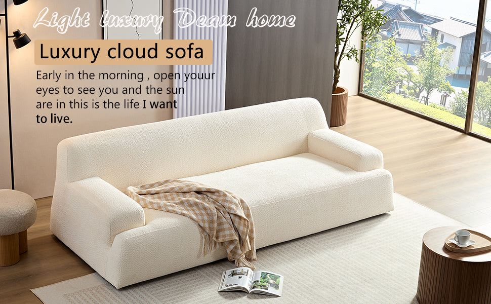 WKS9 White  sofa  , durable fabric, solid wood frame, high density sponge filler