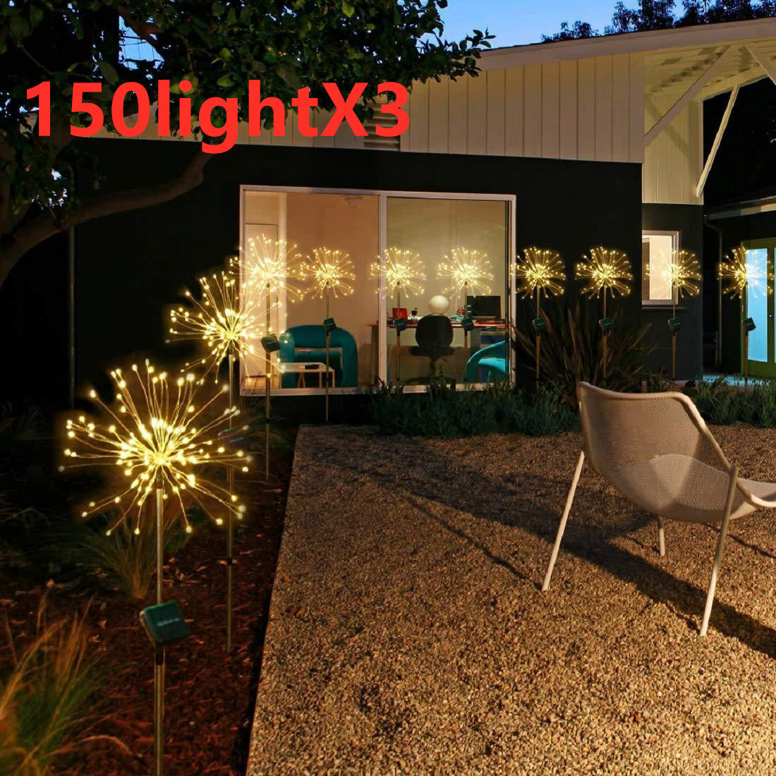 New Ground Plug Solar Fireworks Light LED Light String Copper Wire Outdoor Garden Decoration Star Lights Christmas Lights by ShopeSmartly