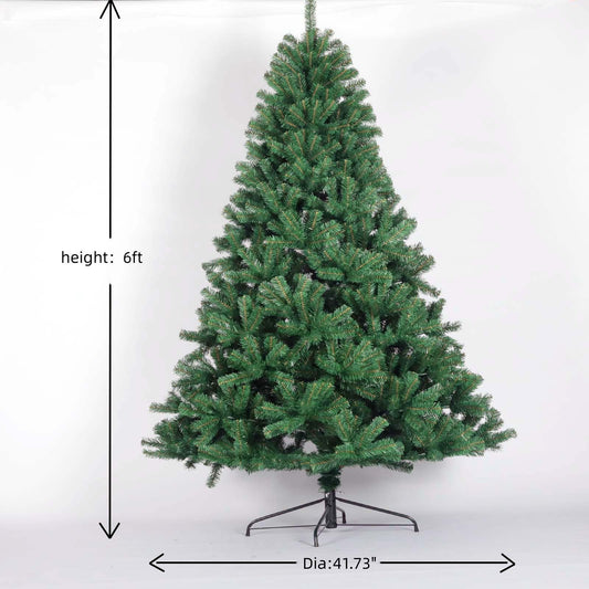Artificial Christmas Tree Full Natural Spruce PVC Fir Tree 7.5ft Foldable Metal Stand  Unlit Green