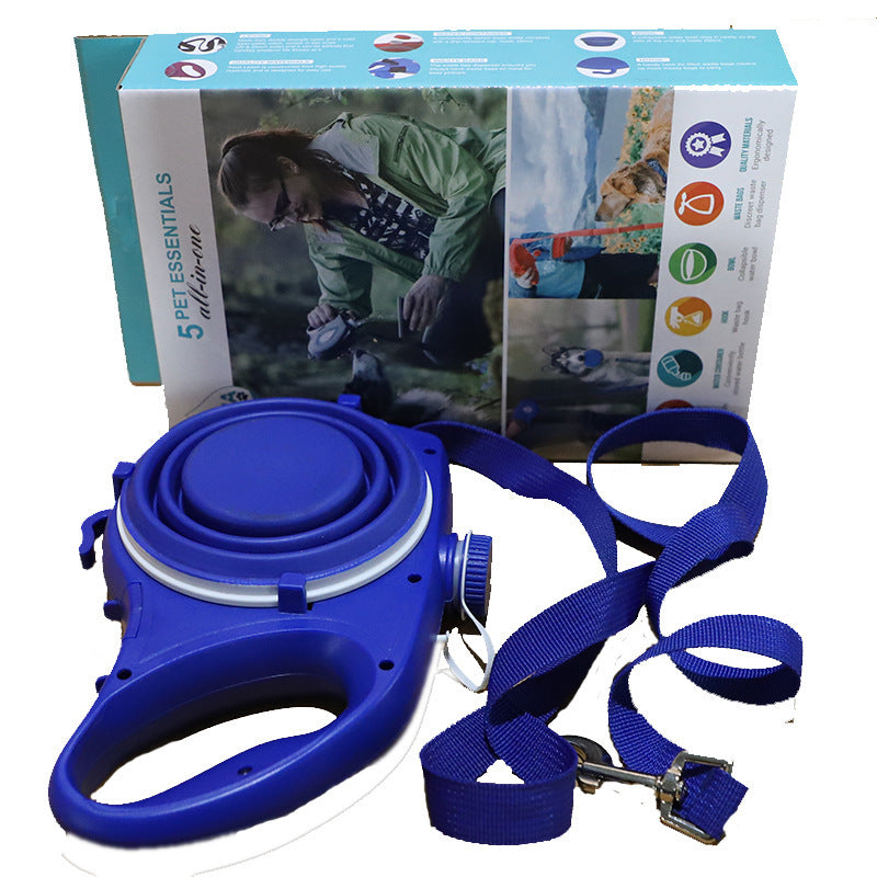 Colorful Dog Leash With Water Bottle, Cup And Pet Rope
