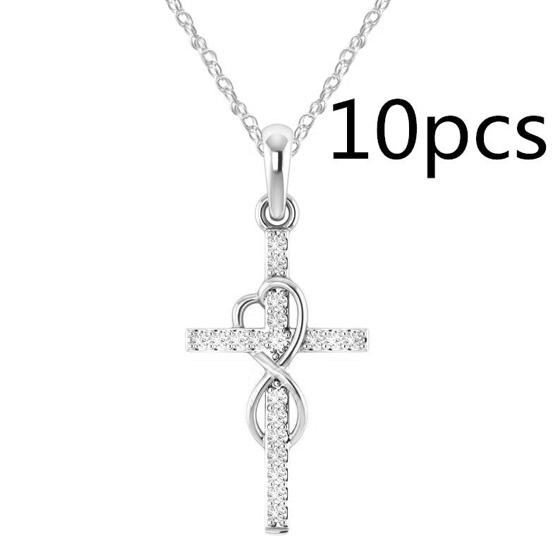 Alloy Pendant With Diamond And Eight-character Cross Necklace by SHOPEEZONE