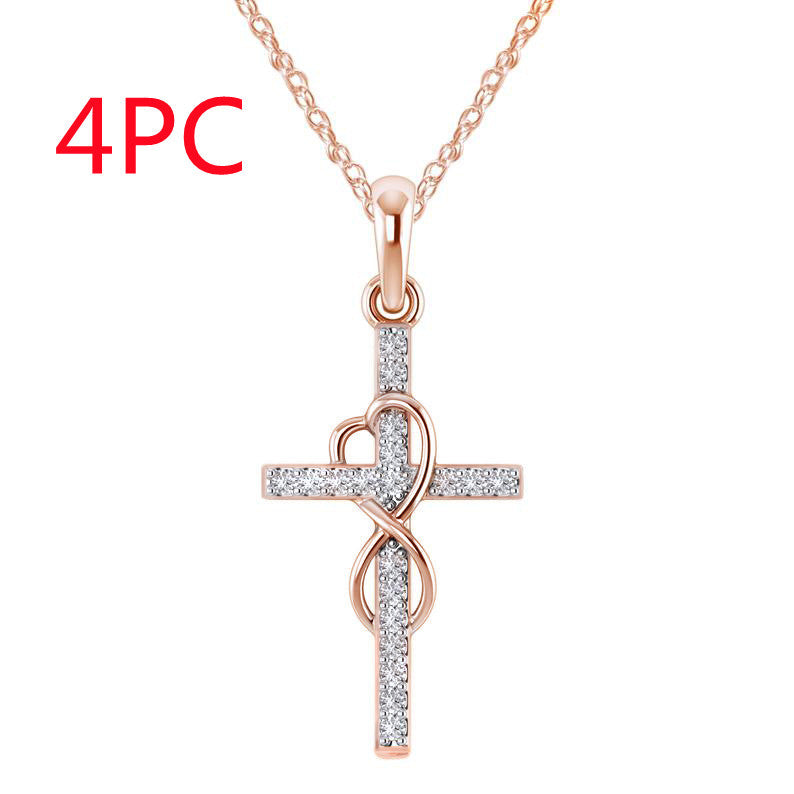 Alloy Pendant With Diamond And Eight-character Cross Necklace by SHOPEEZONE