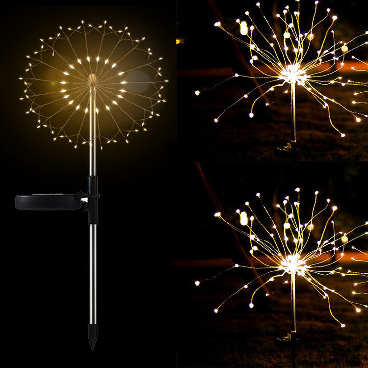 New Ground Plug Solar Fireworks Light LED Light String Copper Wire Outdoor Garden Decoration Star Lights Christmas Lights by ShopeSmartly