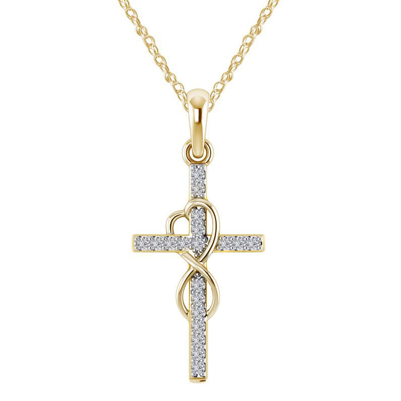 Alloy Pendant With Diamond And Eight-character Cross Necklace by SHOPEEZONE