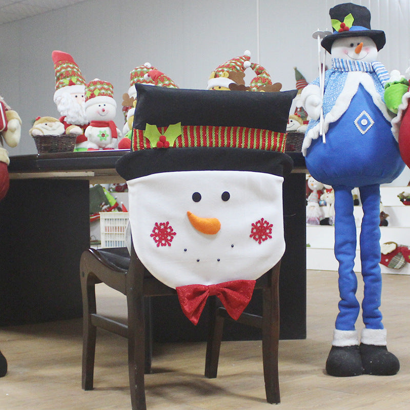 The old hotel restaurant Snowman Christmas ornaments decorate chair set coverings festival activities