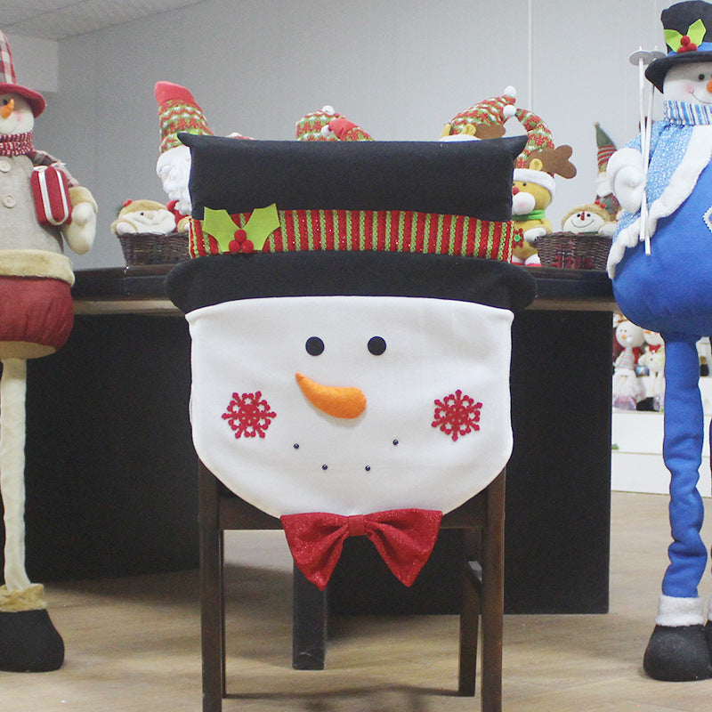 The old hotel restaurant Snowman Christmas ornaments decorate chair set coverings festival activities