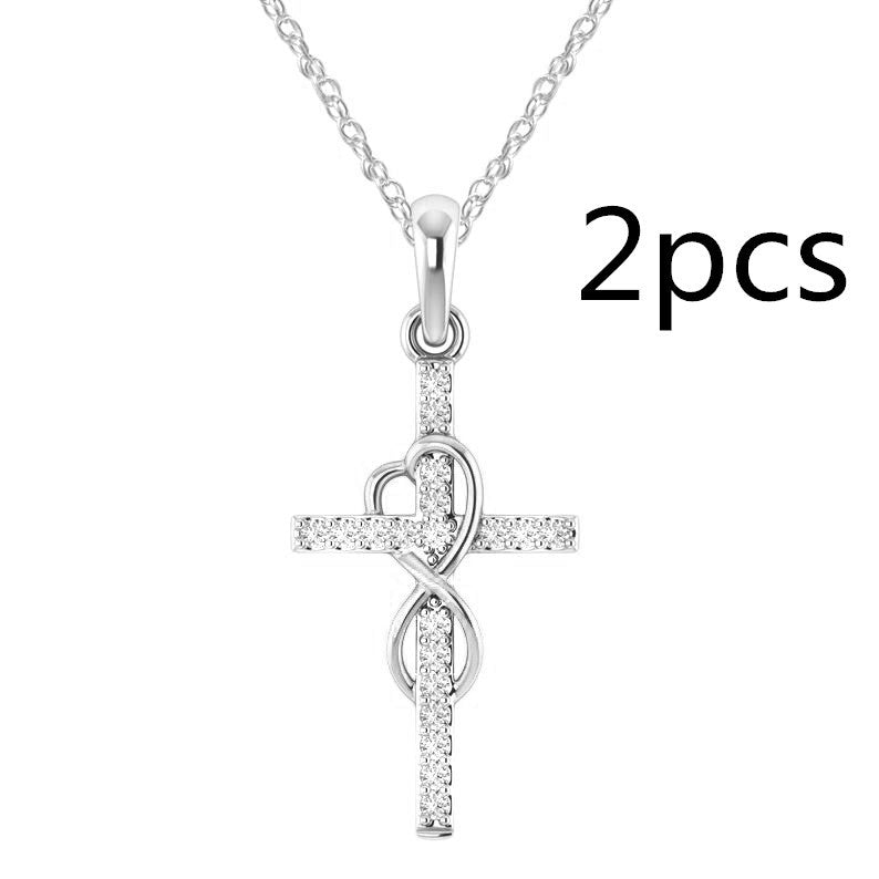 Alloy Pendant With Diamond And Eight-character Cross Necklace by SHOPEEZONE