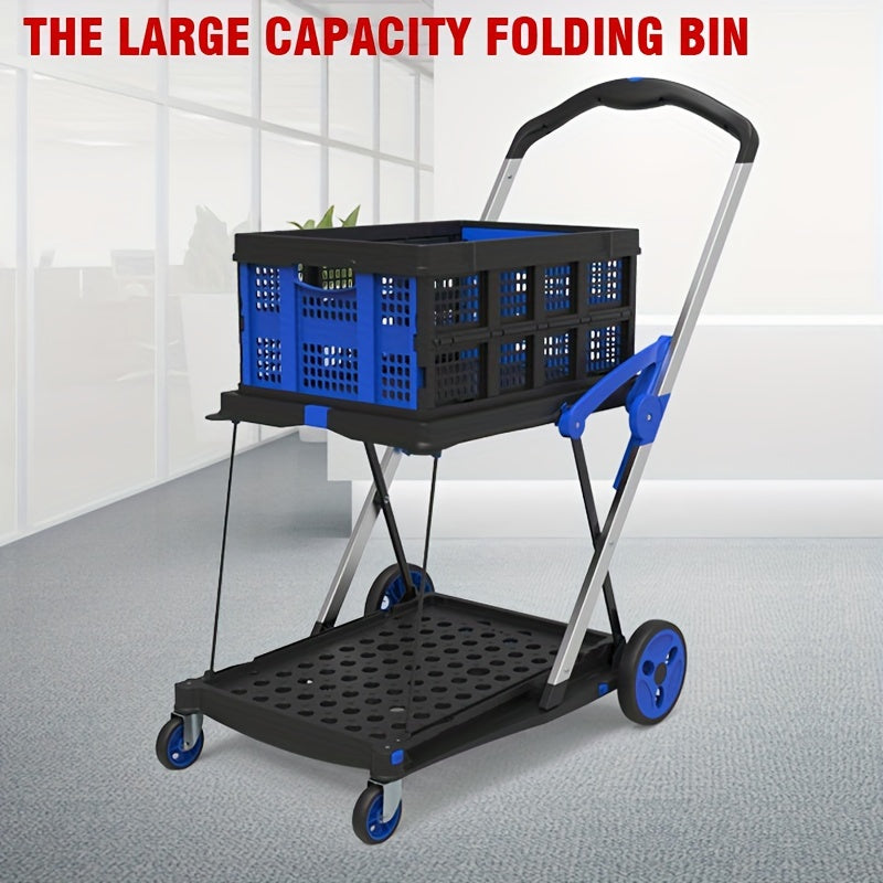 Double-Layer Trolley Cart with Rubber Wheels-3