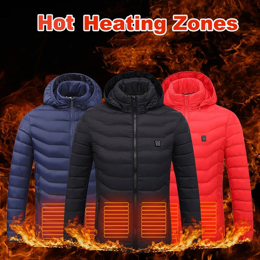 USB Heated Jacket Coat For Men Winter Thermal Warmth