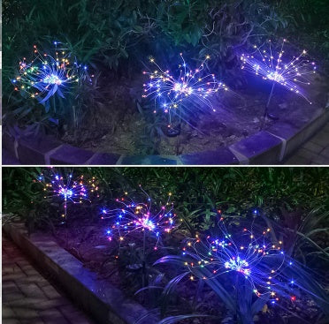 New Ground Plug Solar Fireworks Light LED Light String Copper Wire Outdoor Garden Decoration Star Lights Christmas Lights by ShopeSmartly