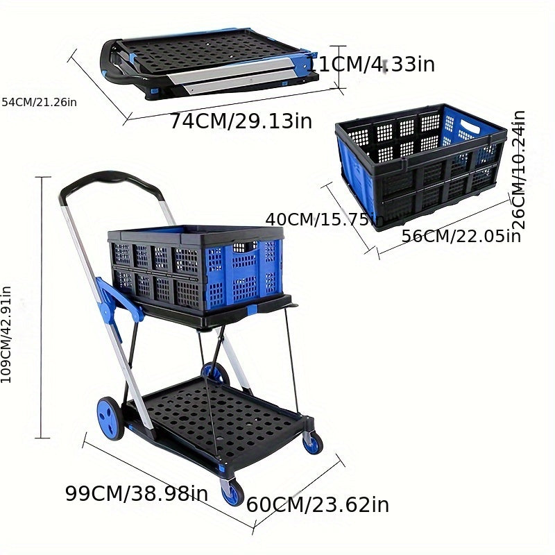 Double-Layer Trolley Cart with Rubber Wheels-1