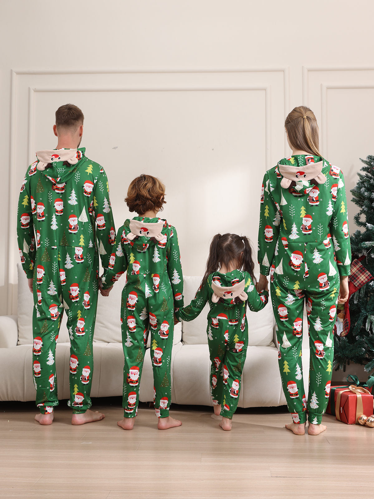 2024 Cross-border Europe And The United States Boys And Girls Women&#039;s Men&#039;s Long Sleeve Trousers New Cross-border Christmas Family One-part Pajamas