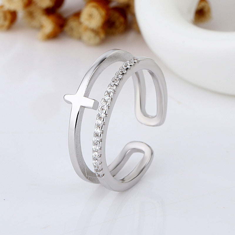 Double-layer Couple Ring Fashion Micro Rhinestone Ring
