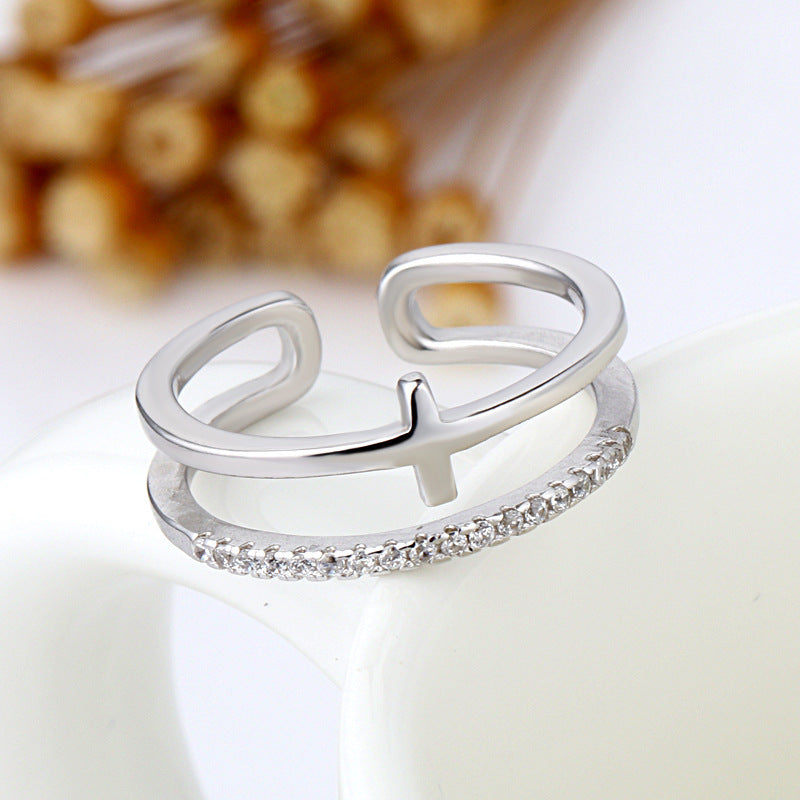 Double-layer Couple Ring Fashion Micro Rhinestone Ring