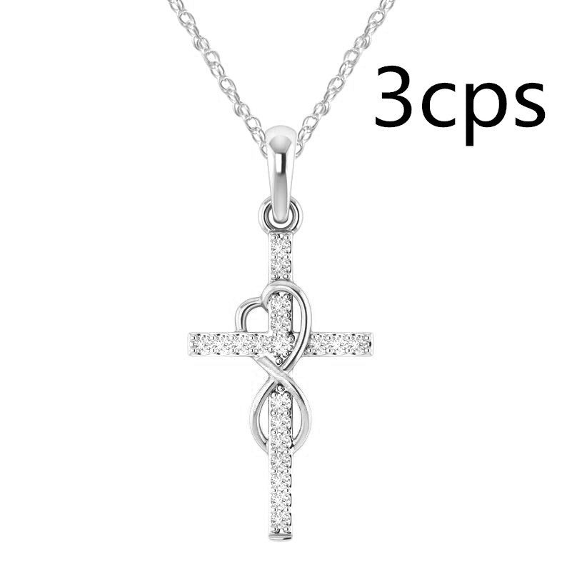 Alloy Pendant With Diamond And Eight-character Cross Necklace by SHOPEEZONE