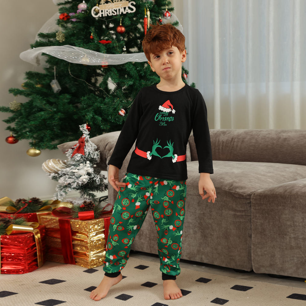 New Amazon Popular Grinch Printed Cross-border Long-sleeved Christmas Parent-child Pajamas
