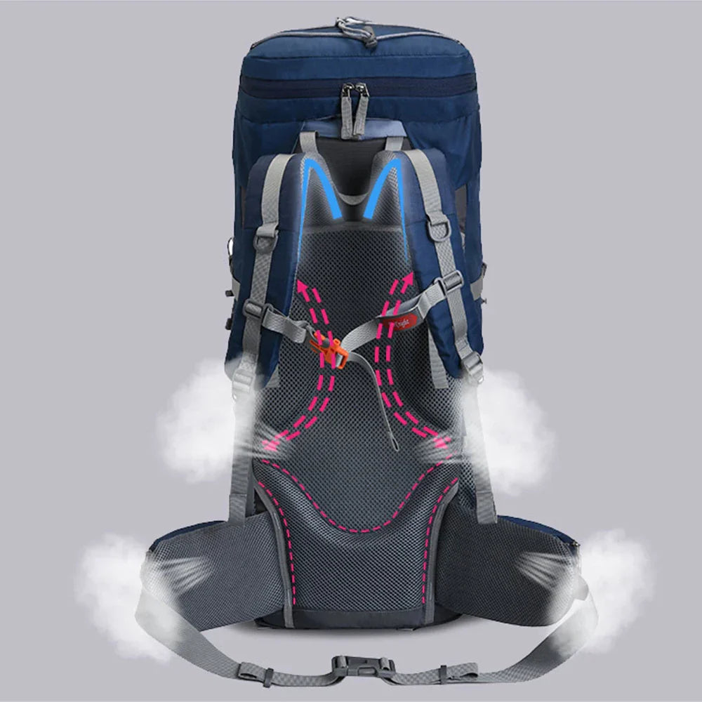 Waterproof Hiking Backpack Camping Rucksack Blue-2