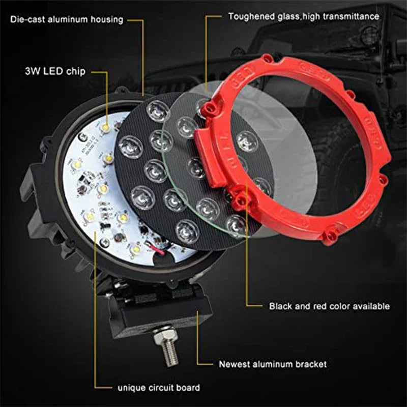 7-inch LED Light Bar 51W - 4x4 Off-Road Accessories-2