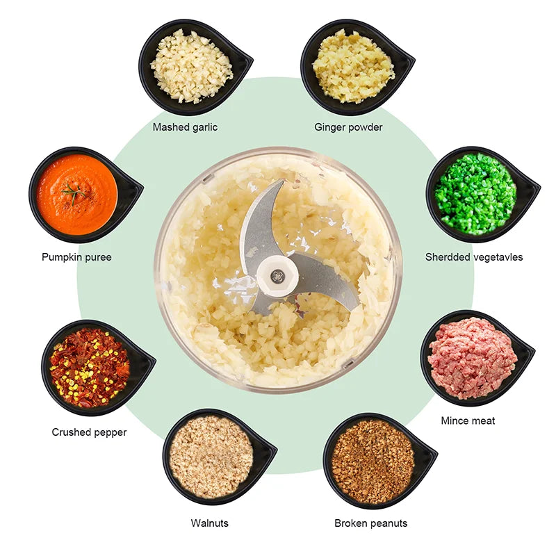 Mini Electric Meat Grinder and Garlic Crusher-1