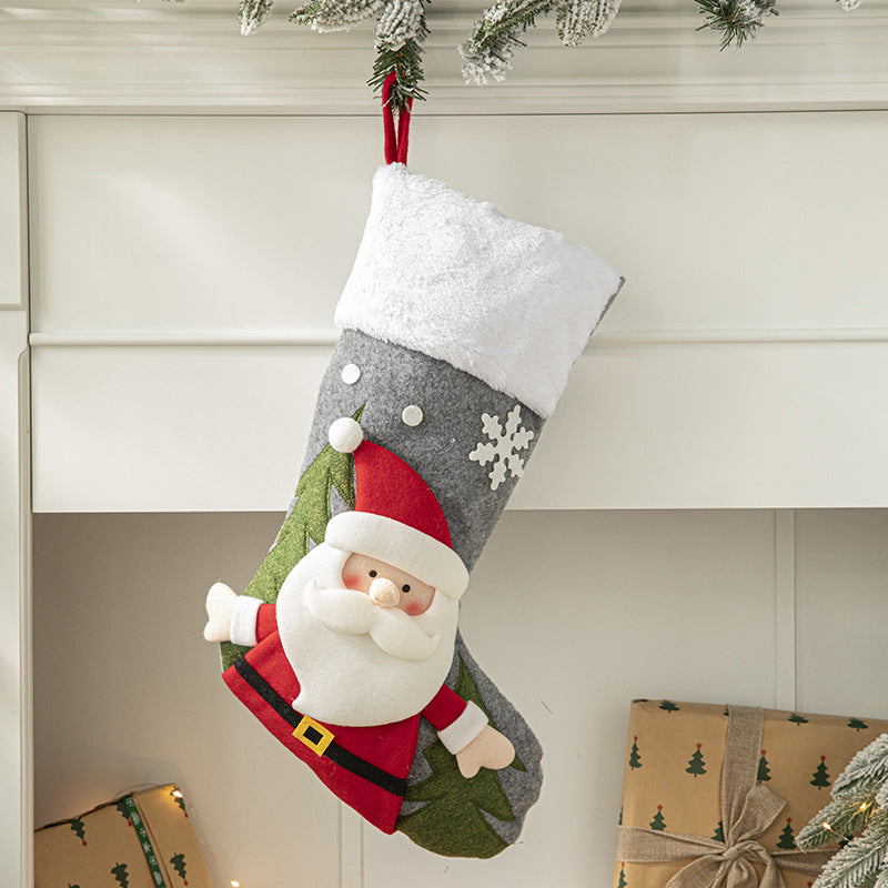 Christmas Pendant Christmas Tree Ornament Red Fabric Santa Claus Cartoon Christmas Stocking Decoration Party Gift Bag