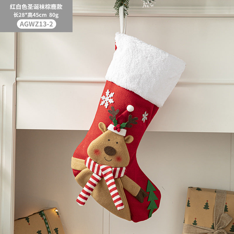 Christmas Pendant Christmas Tree Ornament Red Fabric Santa Claus Cartoon Christmas Stocking Decoration Party Gift Bag