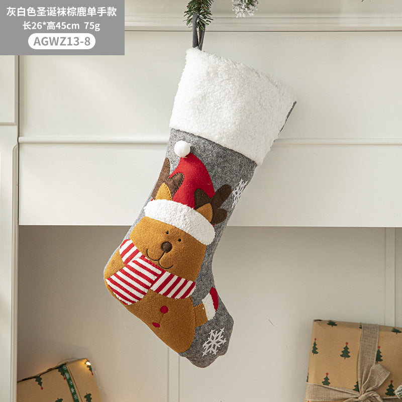 Christmas Pendant Christmas Tree Ornament Red Fabric Santa Claus Cartoon Christmas Stocking Decoration Party Gift Bag