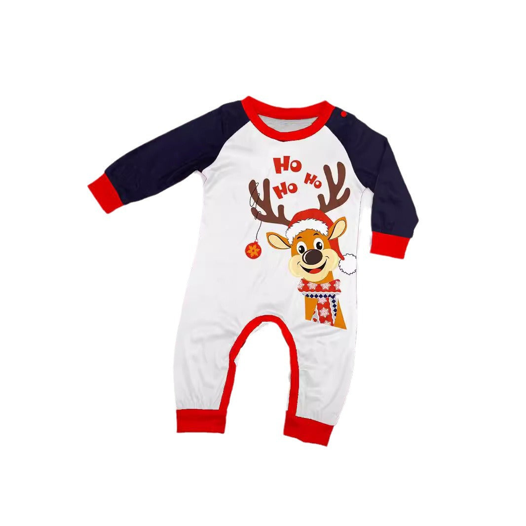 2024 European And American Cross-border New Christmas Fawn Snowflake Letter Striped Christmas Kiss Clothes Printed Home Clothes Sleeping
