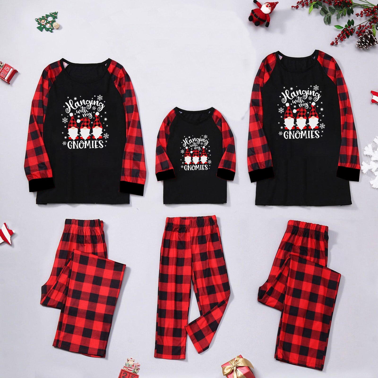 Hot Selling Amazon Spring And Autumn Parent-child Clothing Home Wear Christmas Cartoon Animal European And American Printed Pajamas Suit