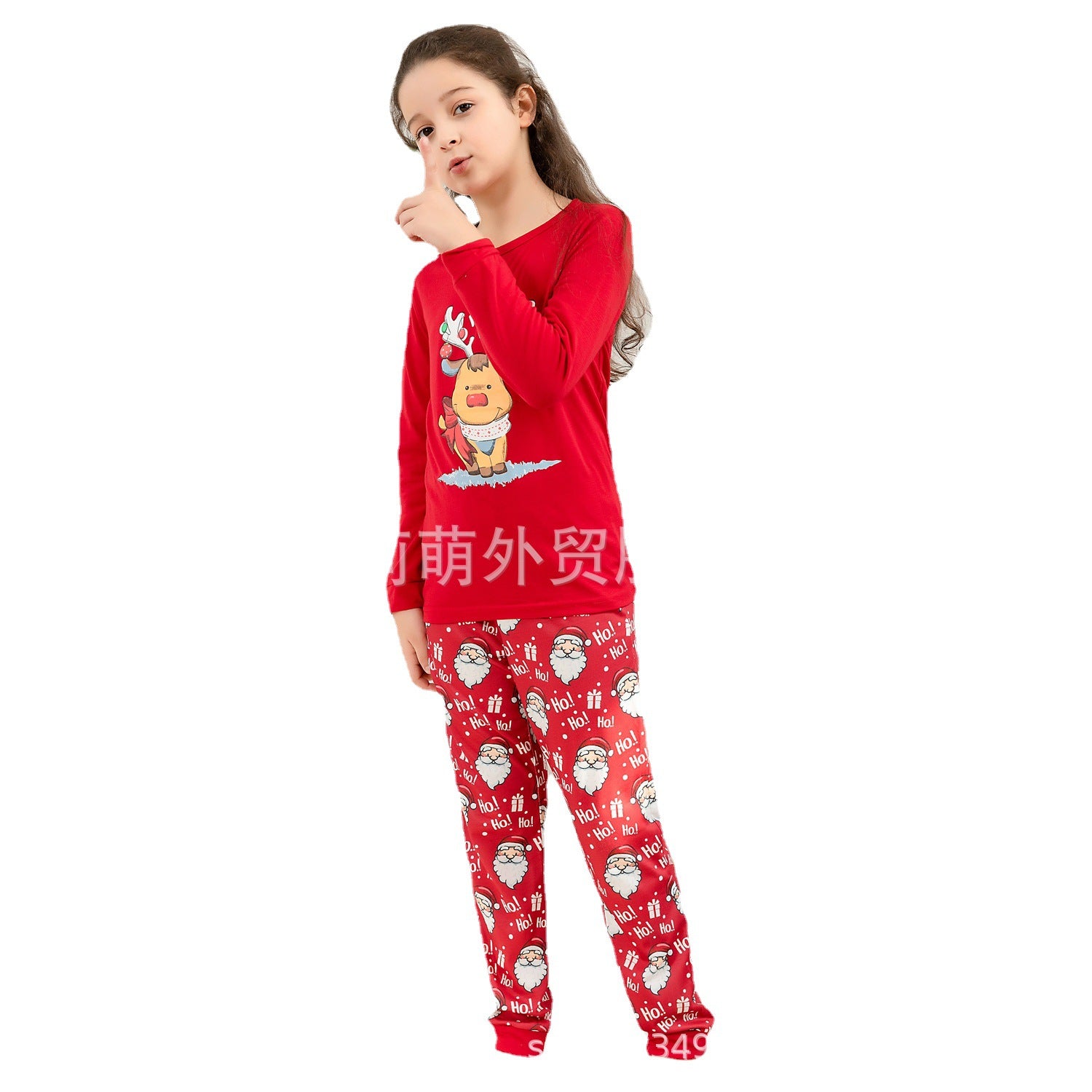 2025 New European And American Cross-border Foreign Trade Christmas Parent-child Pajamas Long-sleeved Suit Children&#039;s Parent-child Home Service Pajamas