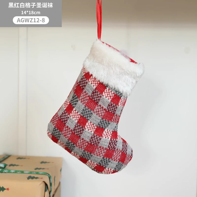 Christmas Pendant Christmas Tree Ornament Red Fabric Santa Claus Cartoon Christmas Stocking Decoration Party Gift Bag
