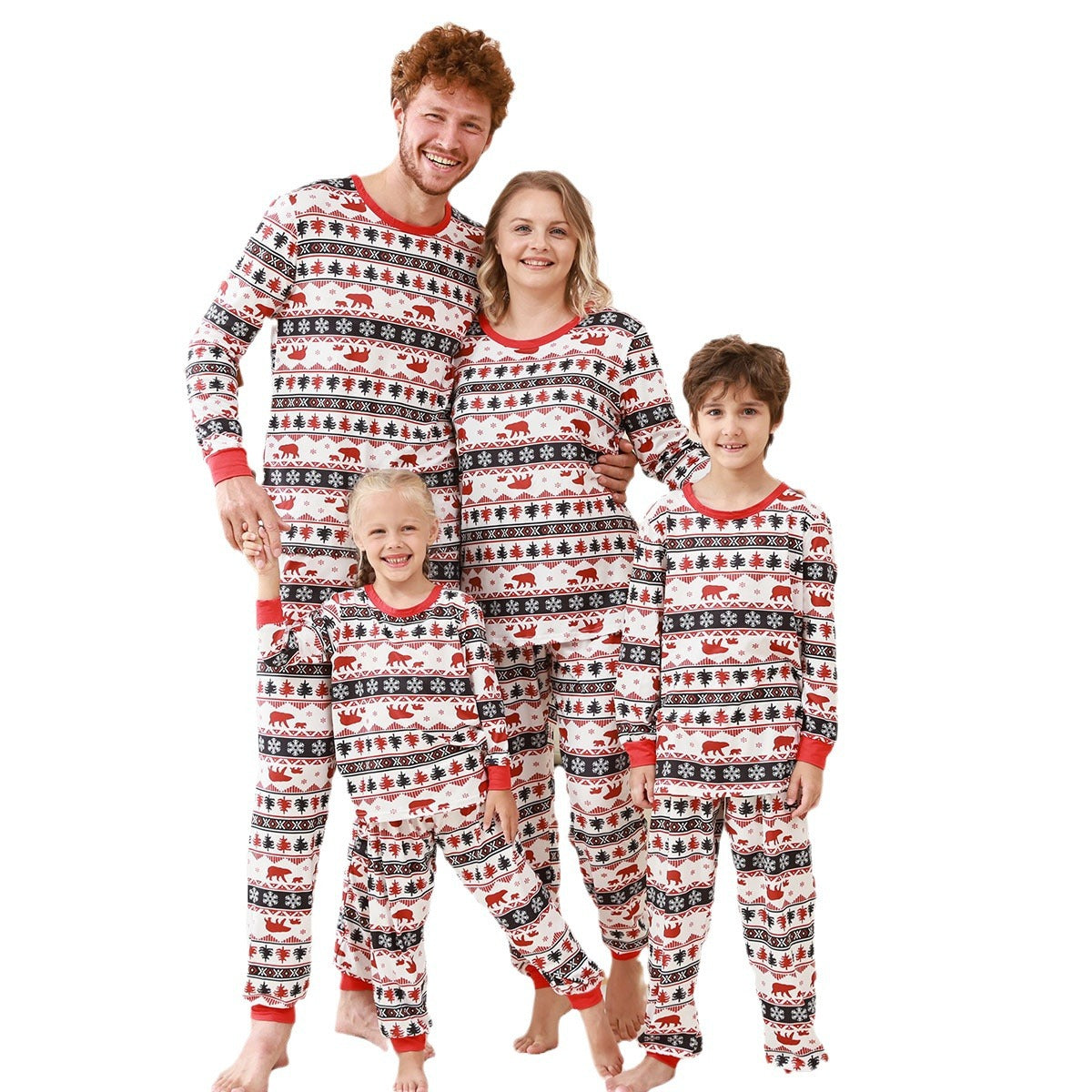 European And American Parent-Child Home Clothes Christmas Home Clothes Parent-Child Suit Plaid Patchwork Printed Home Clothes