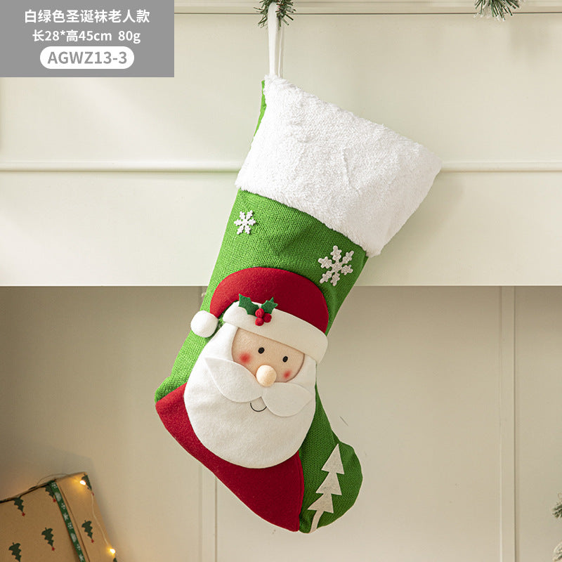 Christmas Pendant Christmas Tree Ornament Red Fabric Santa Claus Cartoon Christmas Stocking Decoration Party Gift Bag