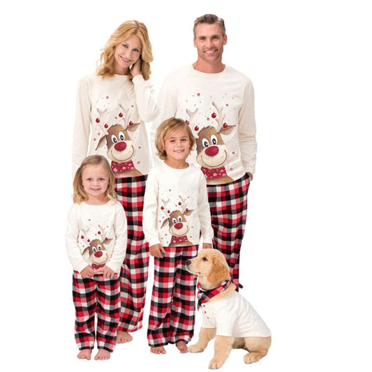 New Christmas Elk Print Parent-child Long-sleeved Pajamas Suits Home Clothes