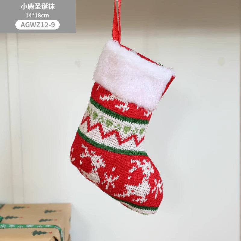 Christmas Pendant Christmas Tree Ornament Red Fabric Santa Claus Cartoon Christmas Stocking Decoration Party Gift Bag