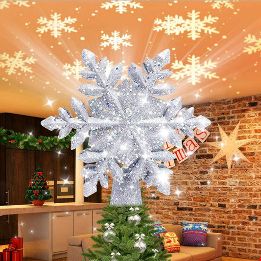Christmas Tree Top Light Star Snowflake Shape LED Laser Projector Lights Christmas Tree Ornament