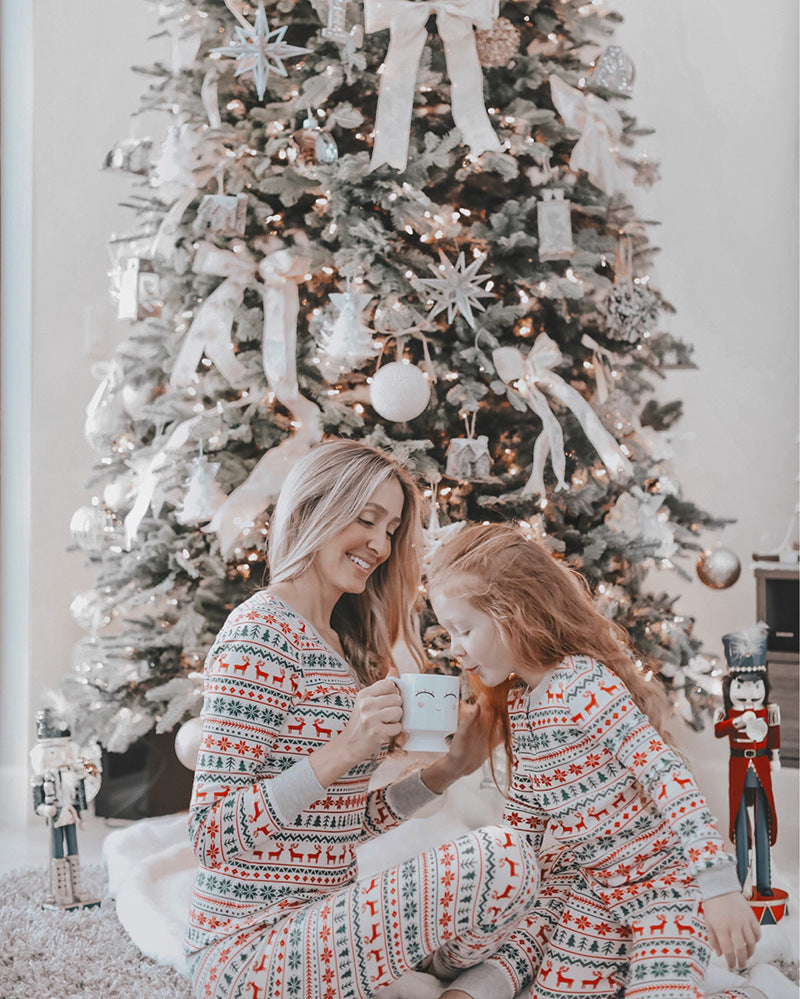Hot Selling European And American Christmas New Parent-child Outfit Home Suit Pajamas