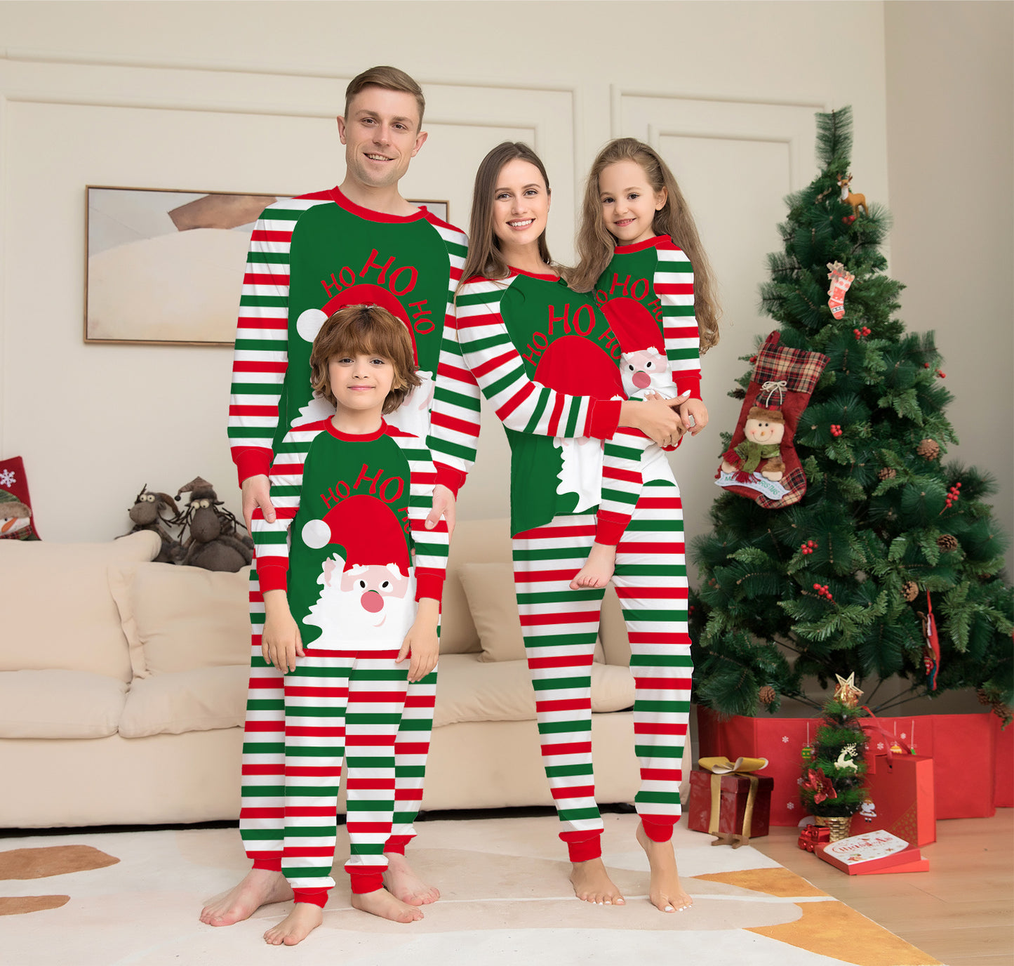 New Letter Striped Christmas Parent-child Clothes Printed Home Clothes Pajamas