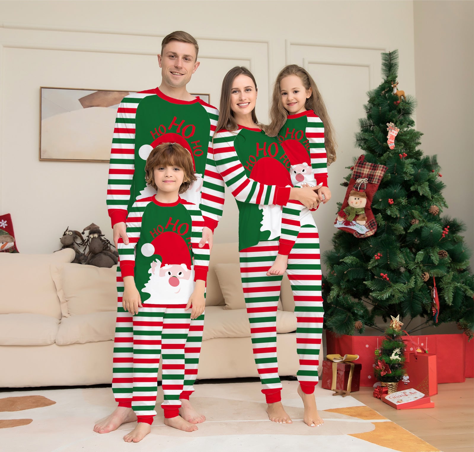 New Letter Striped Christmas Parent-child Clothes Printed Home Clothes Pajamas